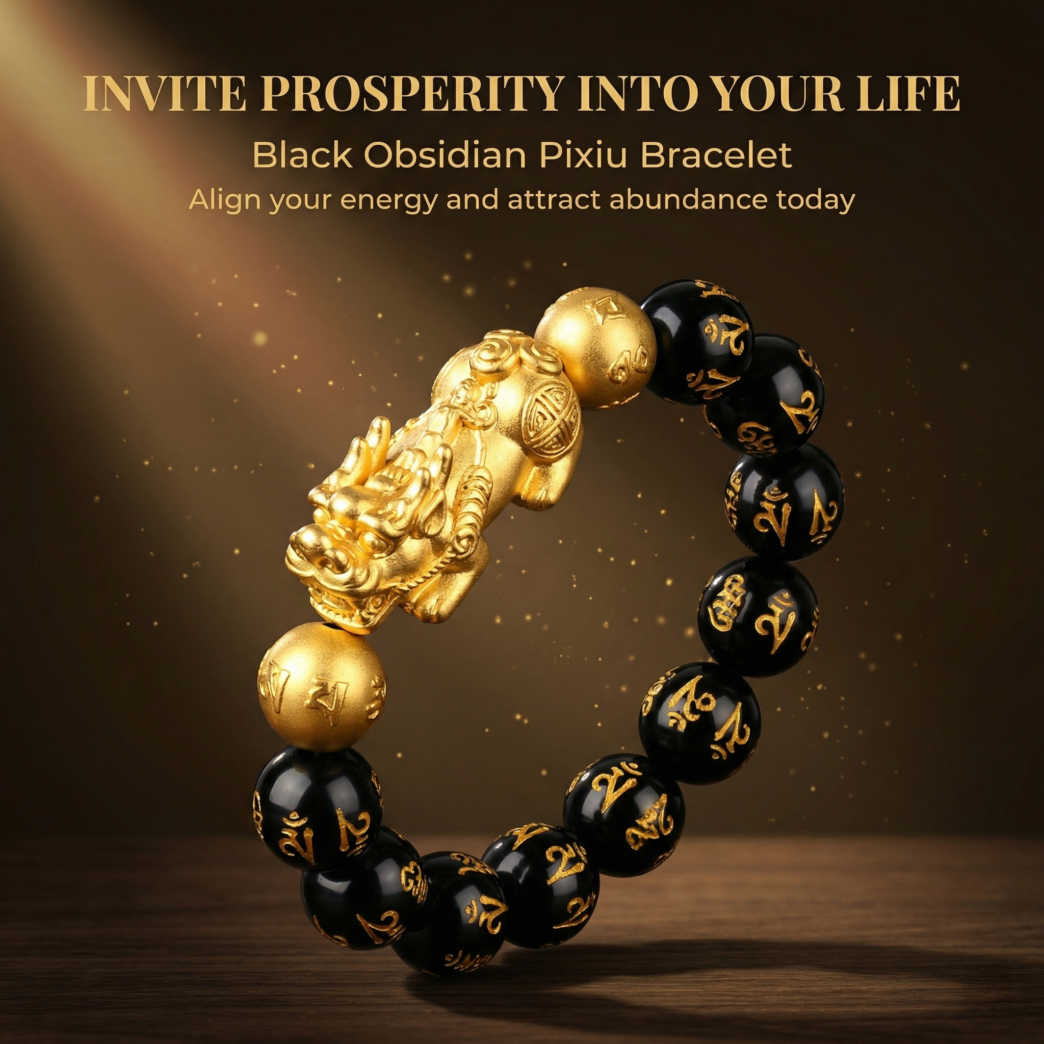 🔥🎉DIYSTAR Pi Xiu Obsidian Bracelet – Unlock Wealth & Attract Good Fortune