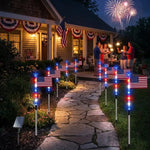 🔥8 Solar American Flag Pathway Lights – Red, White & Blue Yard Glow for 250th Independence Celebration 🇺🇸✨