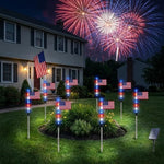 🔥8 Solar American Flag Pathway Lights – Red, White & Blue Yard Glow for 250th Independence Celebration 🇺🇸✨